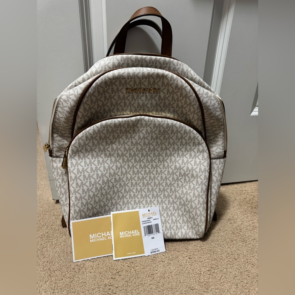 Michael Kors Vanilla Logo Backpack – Excellent Condition